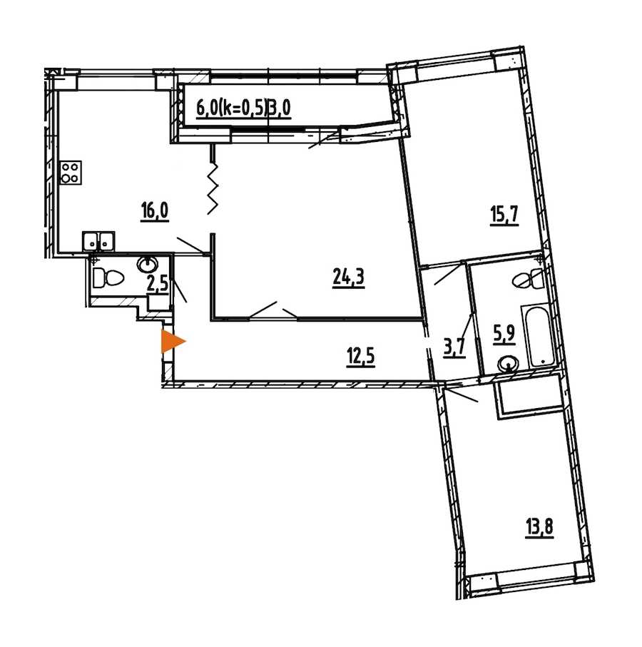 Трехкомнатная квартира в : площадь 99.2 м2 , этаж: 4 – купить в Санкт-Петербурге
